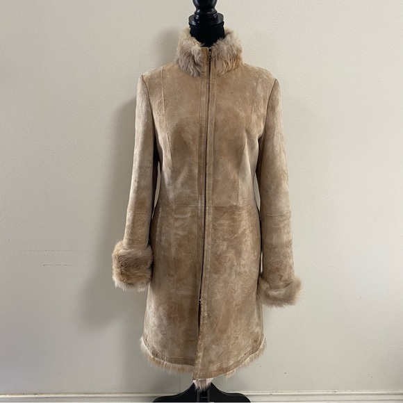 Via Veneto Jacket Womens Size Medium Tan  Lambskin Coat Penny Lane Joplin - Picture 1 of 17